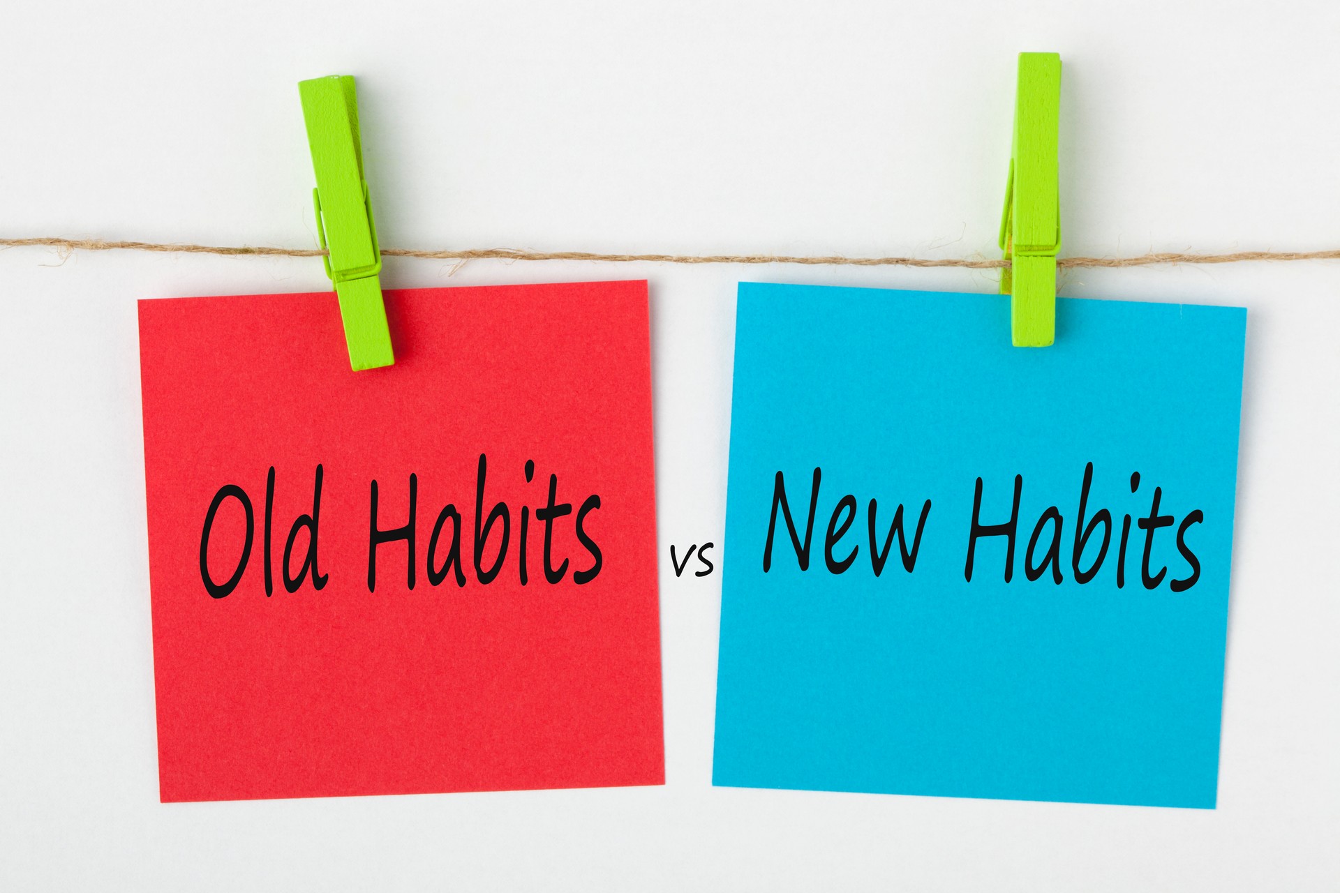 New Habits vs Old Habits Concept Words